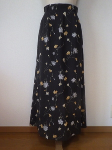 Ricaon　花柄　光沢サテン　ロング　マーメイド　スカート　002