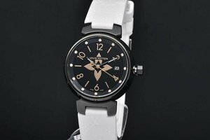  Vuitton QA047Z tongue b-ru all black PM lady's PVD/ Raver quartz diamond 12P black face [ regular goods ]