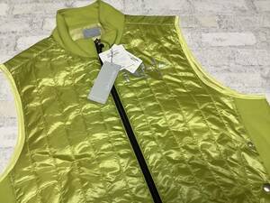 【新品未使用】シトリン色？黄緑★デザイン中綿ベスト　定価19,000円の品　LLサイズ 暖かい素材　ゴルフウェア