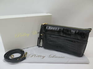  unused tag attaching Pelley Lusso Pele reel so crocodile leather shoulder bag black black Gold metal fittings 