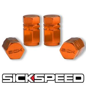 SICKSPEED　エアバルブキャップ オレンジ 4個セット USDM JDM シックスピード アメリカ 北米 エアキャップ 空気 栓 蓋 ホイール