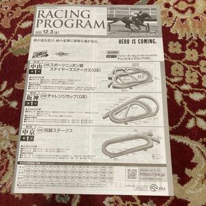 JRAレーシングプログラム2022.12.3(土)ステイヤーズステークス(GⅡ)、チャレンジカップ(GⅢ)、飛騨ステークス