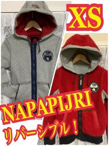 NAPAPIJRI ナパピリ　リバーシブル　パーカー　ボアパーカー　赤　ジャケット　XS