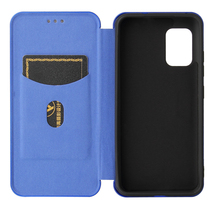 ASUS Zenfone 8 手帳型 カーボンファイバー 炭素繊維カバー マグネット式 カード収納 落下防止 横開き型 ブルー_画像3