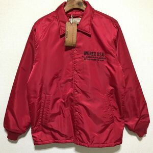 [即決古着]AVIREX/アヴィレックス/VARSITY COACH JACKET/ヴァーシティコーチジャケット/中綿/レッド/Lサイズ/6172144/未使用/タグ付き