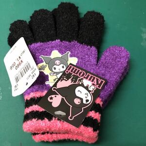  tag attaching Sanrio black mi knitted . finger gloves purple × black bat 