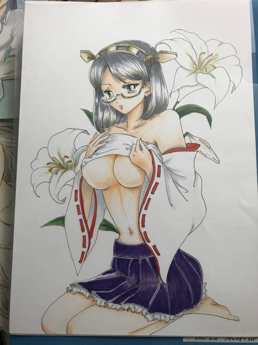 KanColle Kirishima handwritten illustration, comics, anime goods, hand drawn illustration