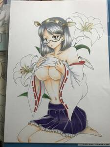 Art hand Auction KanColle Kirishima handwritten illustration, comics, anime goods, hand drawn illustration