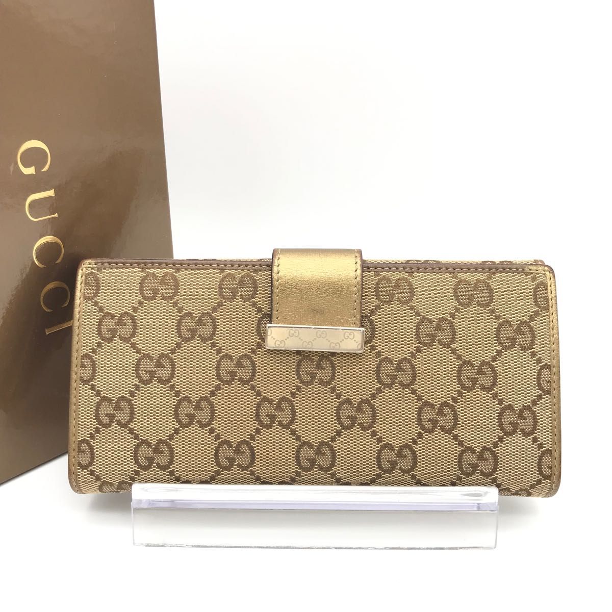 美品 正規品 GUCCI グッチ 長財布 GGスプリーム ブルームス 花柄 青