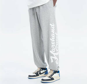 【 HARSH and CRUEL 】 LOGO PRINT SWEAT PANTS ロゴプリント スウェットパンツ グレー Lサイズ