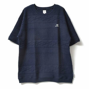 【 Branchworks 】 ブランチワークス 日本製 Made in japan コットン100% オーガニックコットン ジャガード Tシャツ ネイビー L