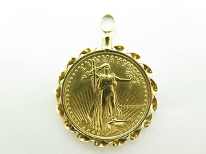 **[ Gold ]K22 American Eagle coin 1/4oz K18 frame coin top ot**