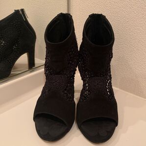 定価6万!セレクトショップ購入 セクシー美脚! ブーティー 編みデザイン ブーツ