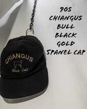 Vintage chiangus bull black gold 5panel cap 90s チェンガス牛 ブラックゴールド 5パネルキャップ 刺繍 アメリカ製 ビンテージ_画像1