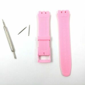 swatch用 シリコンラバーストラップ 交換用腕時計ベルト 19mm ピンクの画像2