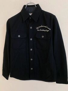 ハリウッドランチマーケット　ウール長袖シャツ Sサイズ 刺繍ブラック