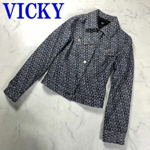 VICKY Vicky wool jacket Logo total pattern black 1 C3992