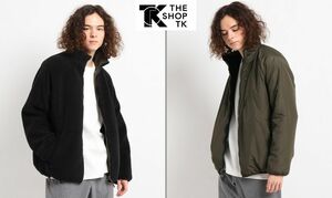 ★新品 THE SHOP TK タケオキクチ 2WAY リバーシブル ボアブルゾン L ジャケット ブルゾン ブラック カーキ★