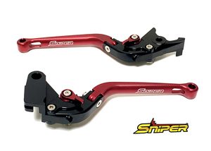 モンキー125 GROM CB250R CBR250R CBR400R6段階アジャスター 可倒式 クラッチレバー＆ブレーキレバー 赤 SNIPER スナイパー SP0124R