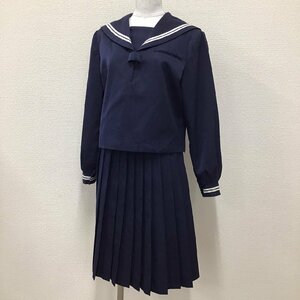 O88 (中古) 四国方面 校名不明 セーラー服 上下 2点セット/M/W63/白2本/セーラー/スカート/冬服/冬用/制服/学生服/女子学生/中学/高校