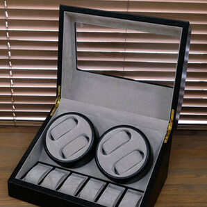 ◆送料無料◆時計収納 ワインディングマシーン 4巻 ブラウン 茶 4本巻き 自動巻き 腕時計 電動振動装置 コレクションケースの画像5