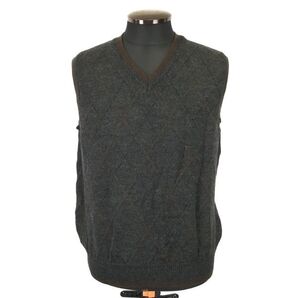 Made in Italy/Vintage★IVYLEAGUERS CLUB/アイビーリーガーズクラブ★Vネック/ウールベスト【Mens size -L/グレー×茶】◆BH106