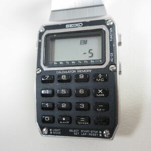 ジャンク品 SEIKO セイコー クォーツ デジタル 腕時計 ウォッチ 電卓 0515-500A シルバー色×ブラック 1202