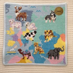  Feiler new goods handkerchie world animal map light blue 