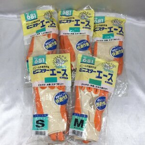 【長期保管/未使用品/TSH】TOWA トーワ ビニール作業用手袋 ビニスターエース 裏メリヤス S×4 M×1 ビニール製 5枚セット MZ1231