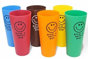Smile スマイル カップ ６色 セット Cups (ブルー／レッド／ブラウン／オレンジ／イエロー／グリーン)