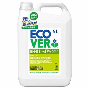 食器用洗剤 詰め替え 手に優しい ecover エコベール レモンの香り 5000ml ディスペンサー 業務用 大容量 キッチン洗剤 台所洗剤 油汚