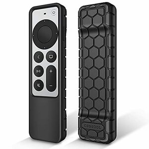 Fintie for 2021 Apple TV 4k リモコンカバー シリコン保護ケース 軽量 滑りとめ 耐衝撃 握りやすい（1ブラック）