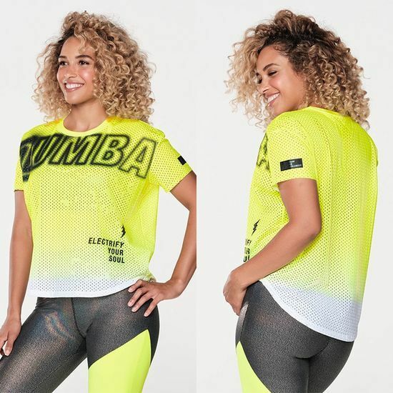 【正規品・新品】XSサイズ★ZUMBA・ズンバ★Electric Mesh Crew Neck Top