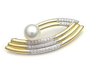 [ green shop pawnshop ] Mikimoto pearl diamond obidome K18YG/WG[ used ]