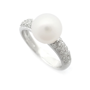 [ green shop pawnshop ] Mikimoto pearl * diamond ring 8.1mm PR-1090FR Pt950[ used ]