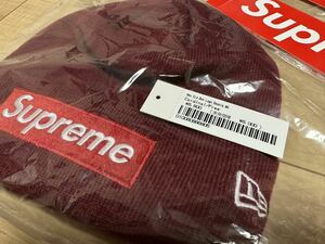 Supreme New Era Box Logo Beanie Cardinal ビーニー ニットキャップ ボックス ニューエラ ステッカー フルタグ カーディナル