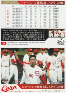 2020 BBM 広島カープHISTORY1950-2020　13シーズンで優勝２度、Aクラス１０度【04】画像表裏　※同梱可　注意事項必読