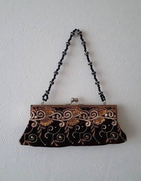 レディースハンドメイド クラッチバッグ ビーズ 刺繍 スパンコール
