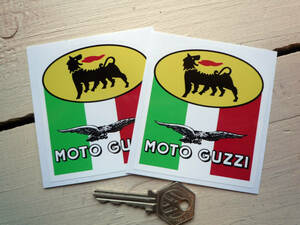 ★送料無料★MOTO GUZZI AGIP Sticker モト グッツィ ステッカー デカール 75mm x 85mm 2枚セット