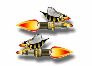 送料無料 Fire Plug Bee Sticker ファイヤープラグ ビー 蜂 ステッカー デカール ペア セット 150mm x 62mm