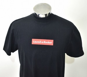 Launch a Rocket（ランチアロケット）KURASHIKI JAPAN ボックスロゴ Tシャツ 倉敷 BOX LOGO Tee 黒 L S/S 半袖 クルーネック プリント岡山