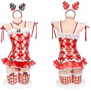 ☆1円 エロかわ セクシー コスチューム 5477☆7445 魅惑 モテSexy クリスマス コスプレ ナイト ランジェリー☆レッド 現品限り おすすめ♪の画像6