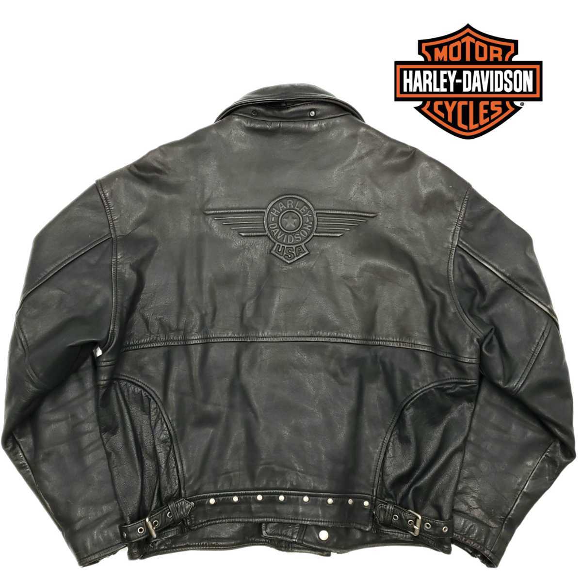 即決 HARLEY DAVIDSON HDC L ライダースジャケット エイジング加工 革