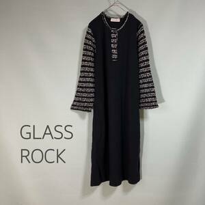 ◎GRASS ROCK グラスロック ニットワンピース ワンピース 長袖ニット ひざ丈ワンピース ワンピース レディース Mサイズ相当 黒色