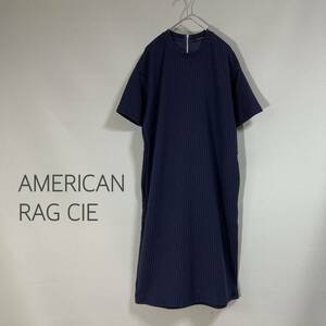 ◎American RAG CIE アメリカンラグシー ひざ丈ワンピース ワンピース レディース Fサイズ ネイビー 半袖ワンピース 春