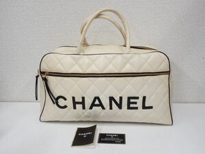 豊20FTA/4A〇CHANEL シャネル マトラッセ スポーツライン ボストンバッグ レザー ホワイト〇