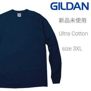 新品未使用 GILDAN ギルダン ウルトラコットン 無地 ロンT 6oz 長袖Tシャツ ネイビー XXXL