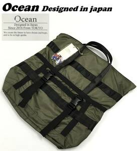 未使用 Ocean カーキ トートバッグ カジュアル アウトドア キャンプ タグ メンズ レディース レジャー 通勤 通学 大容量 ジップ オーシャン