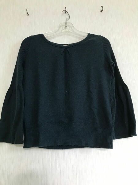 日本製七部袖セーター/紺色Sサイズ