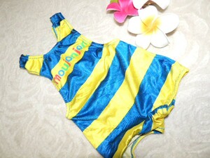 moujonjon Greco swimsuit baby 80cm lustre. blue × yellow border 